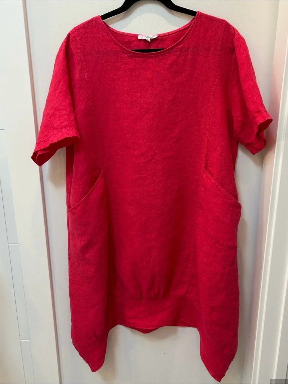 vanessa zani linen dress VANESSA ZANI 100% Linen Midi Dress Pink Size S Made